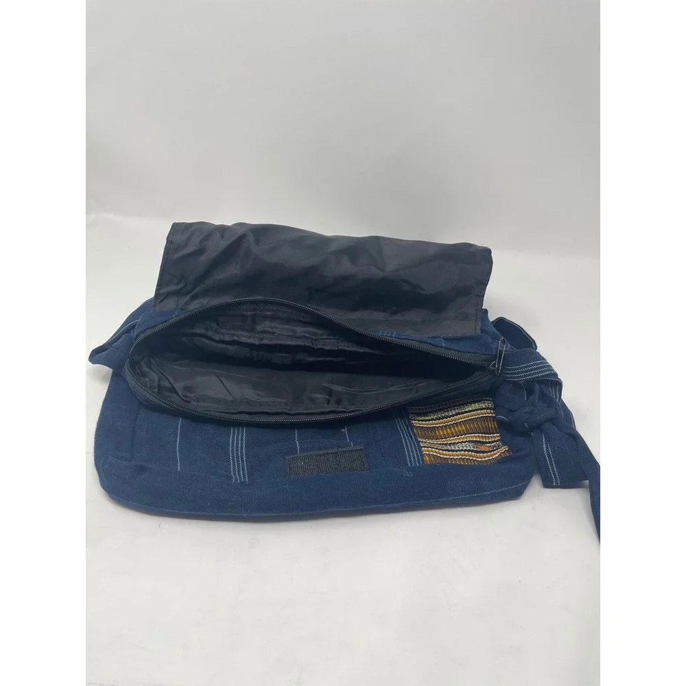 Peace Sign Messenger Bag Unisex Large Blue Multi Excellent Boho Patchwork